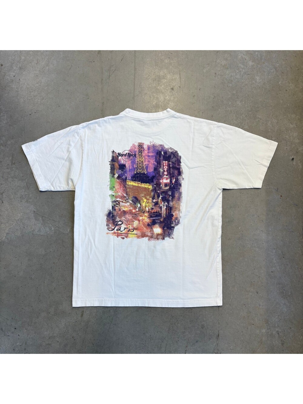 Vintage 90s Hard Rock Cafe Paris Graphic T-Shirt Large White